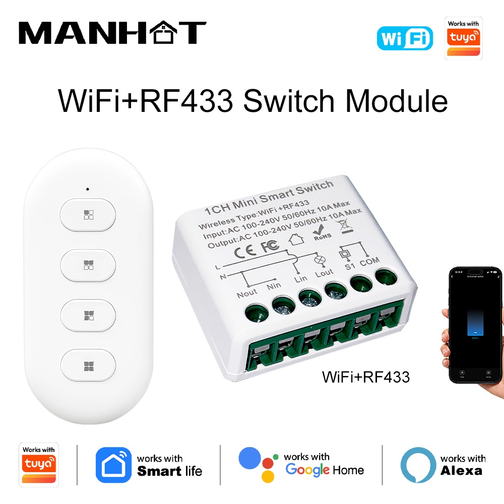 Diy Home Automation Controller - Interruttori Intelligenti WIFI Tuya 10A con