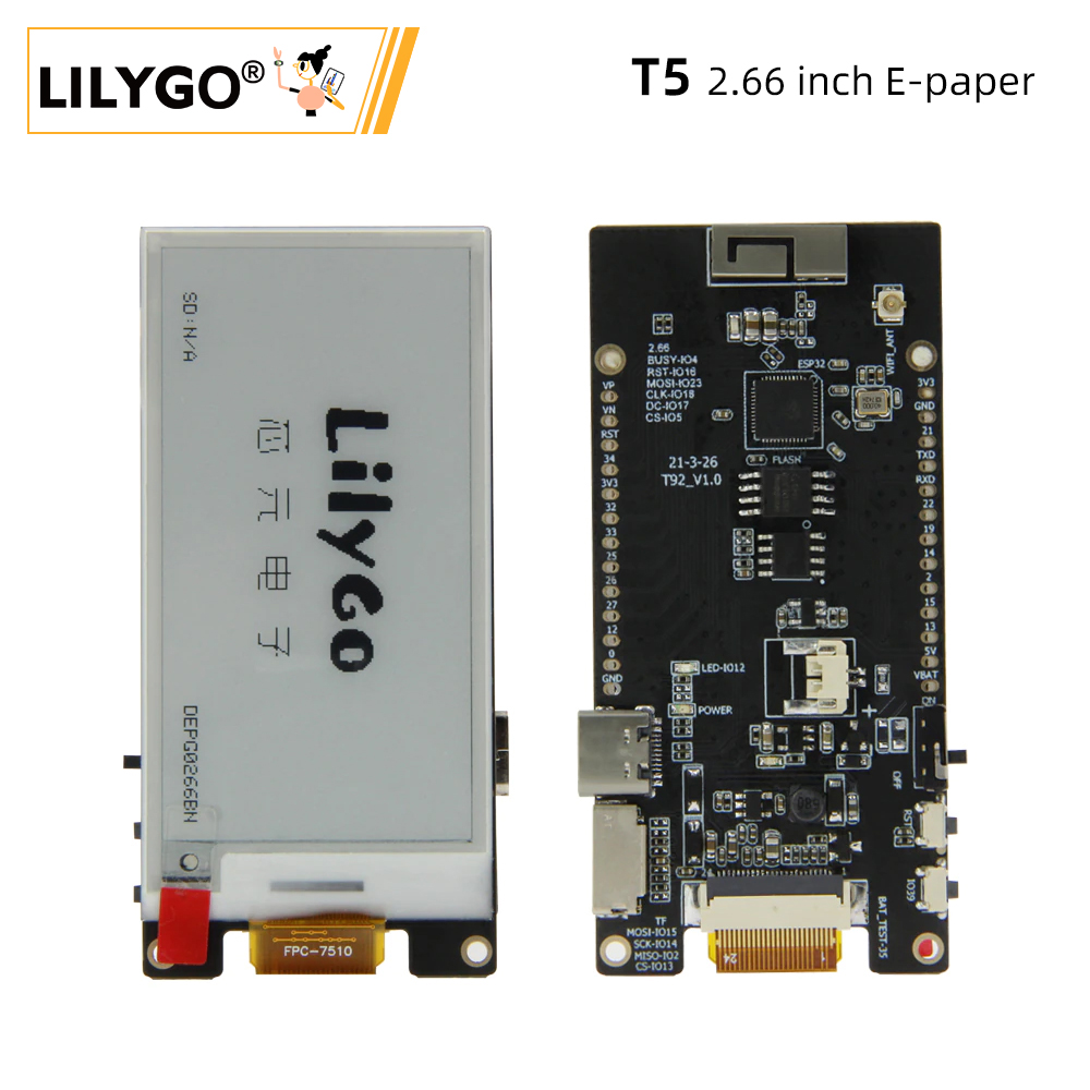 Home Automation Arduino - LILYGO® TTGO T5 2.66-Inch E-Paper da