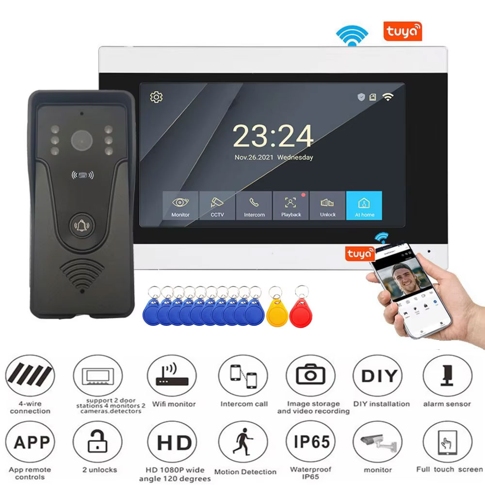 Smart Doorbell Wired - Tuya 1080P Touch Screen a colori